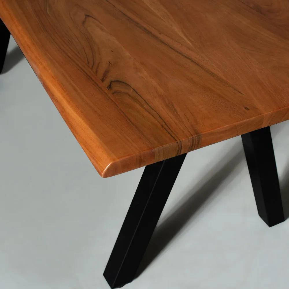 DANTON - Acacia Live Edge Table 3.5cm Thickness Top with Pyramid Black Legs