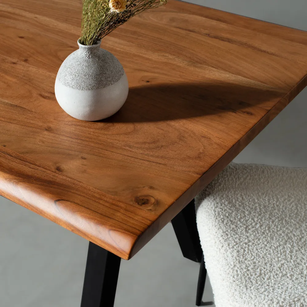 DANTON - Acacia Live Edge Table 3.5cm Thickness Top with Pyramid Black Legs