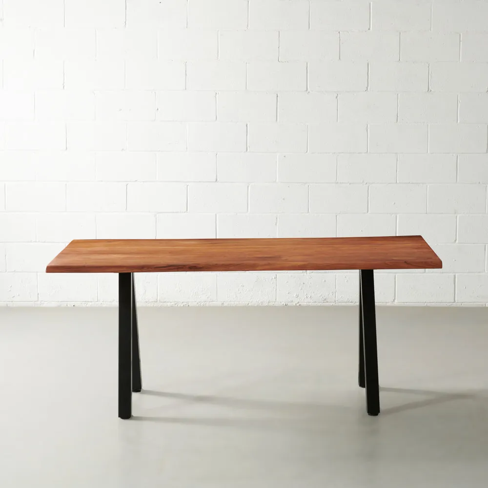 DANTON - Acacia Live Edge Table 3.5cm Thickness Top with Pyramid Black Legs