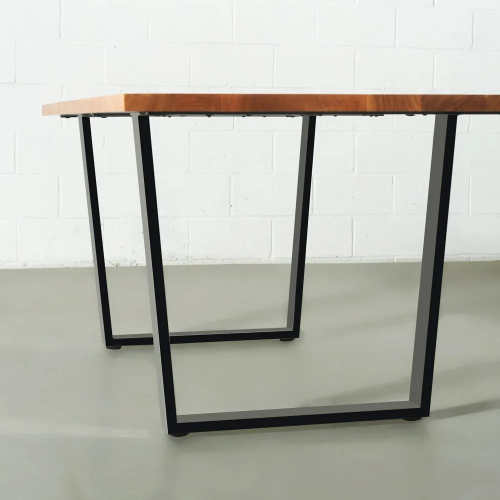 DANTON - Acacia Straight Cut Table 3.5cm Thickness Top with U Black Legs