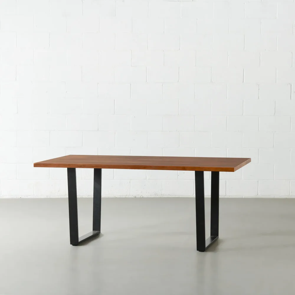 DANTON - Acacia Straight Cut Table 3.5cm Thickness Top with U Black Legs