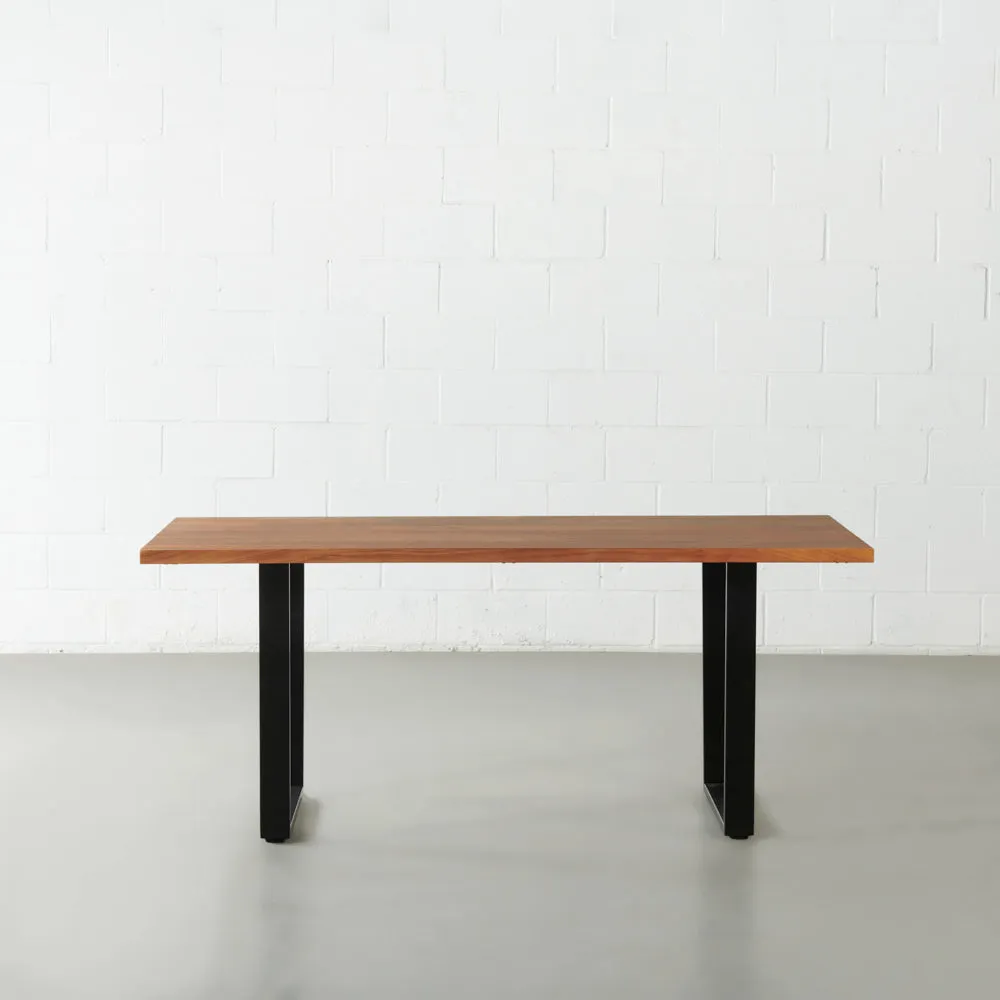 DANTON - Acacia Straight Cut Table 3.5cm Thickness Top with U Black Legs