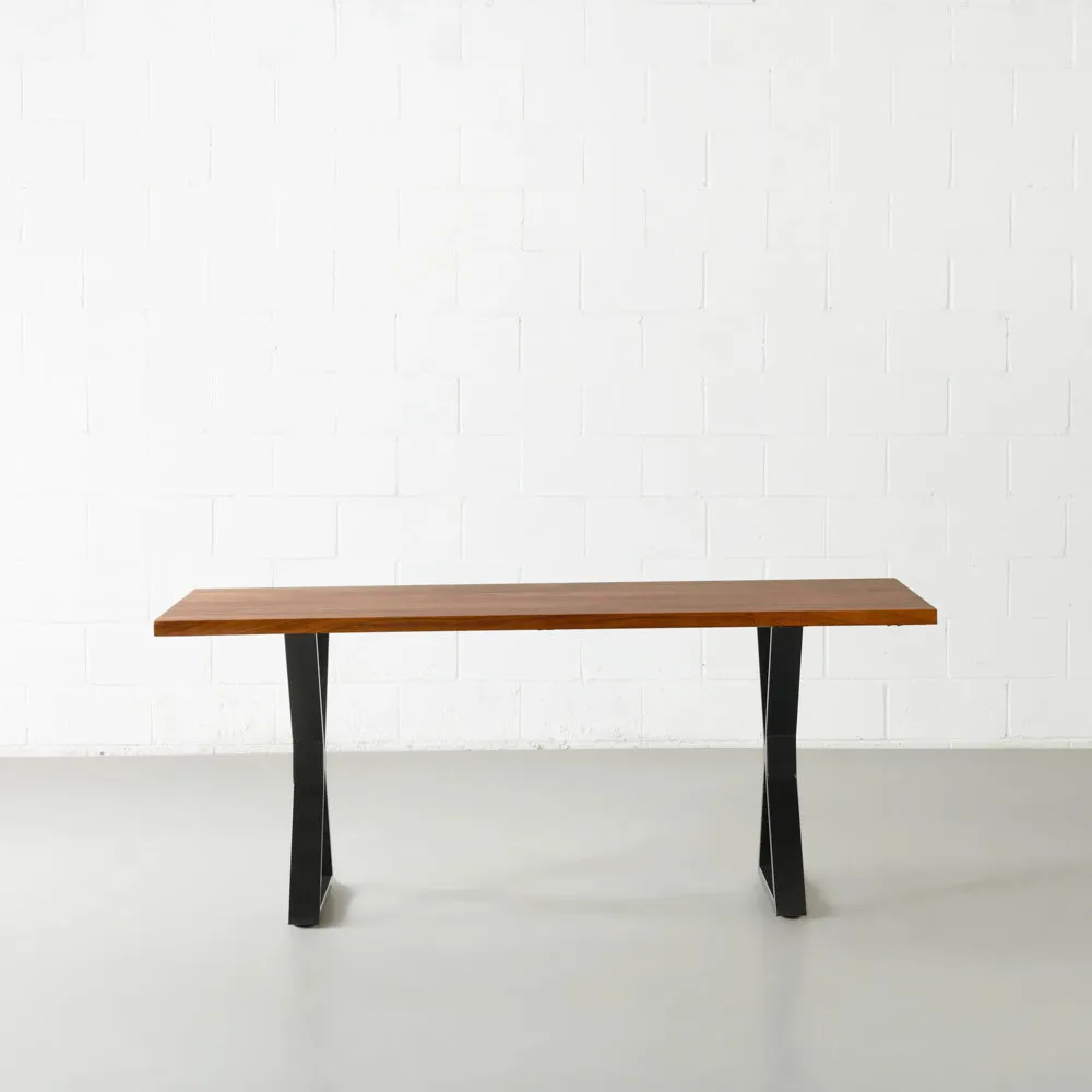 DANTON - Acacia Straight Cut Table 3.5cm Thickness Top with X Black Legs