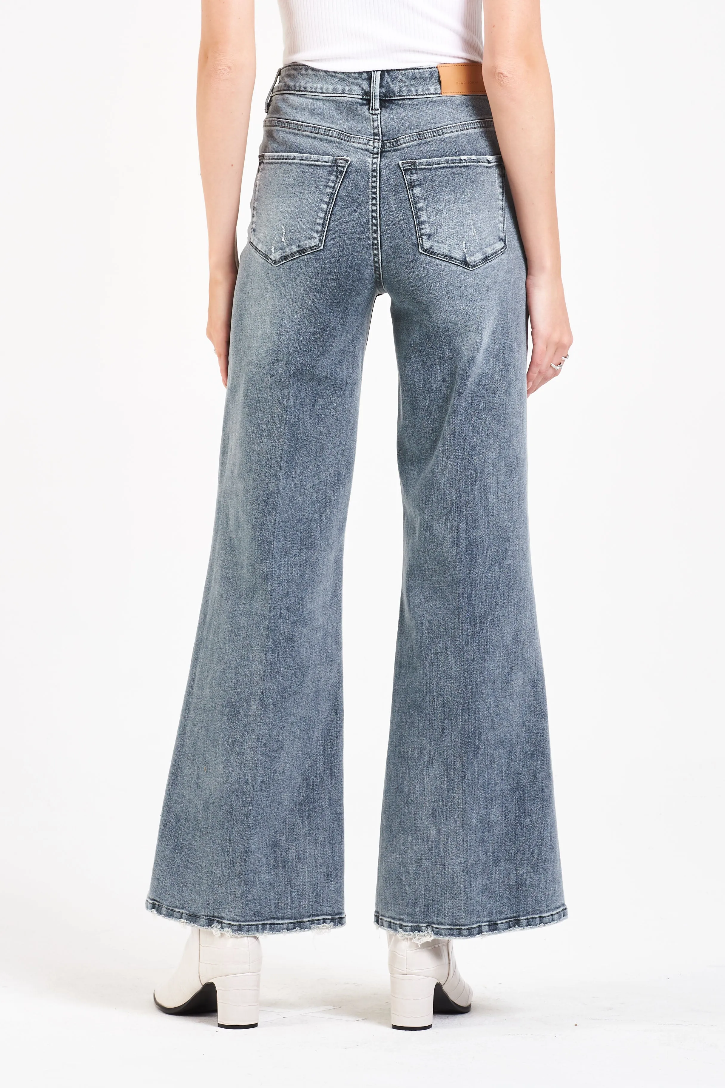 Dear John 'Fiona' Wide Leg Super High Rise Cropped Jeans in East Fairfax