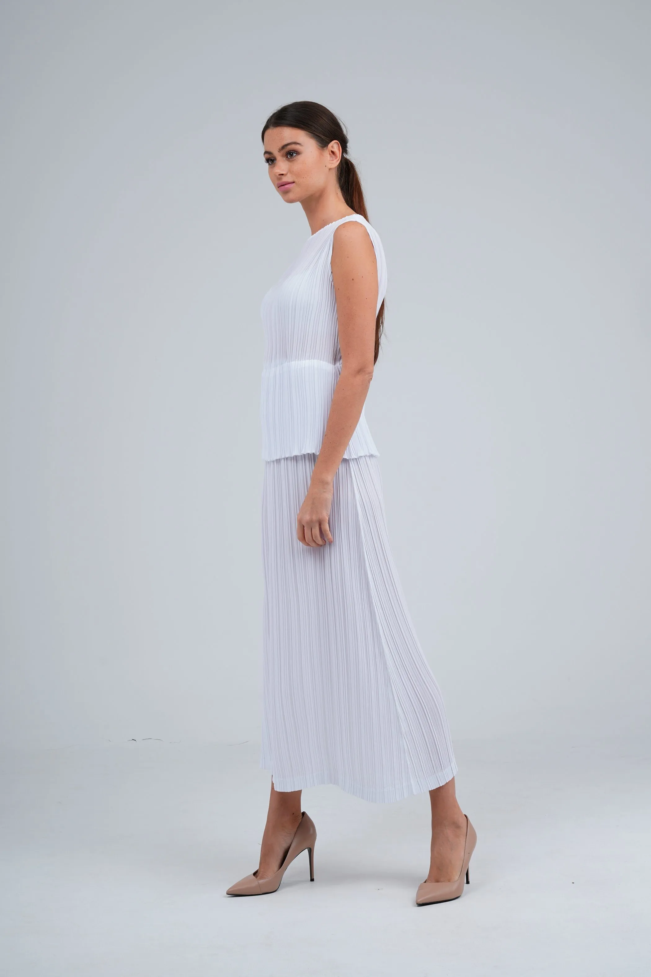 Dia Two Layer Pleated Dress With Narrow Waist