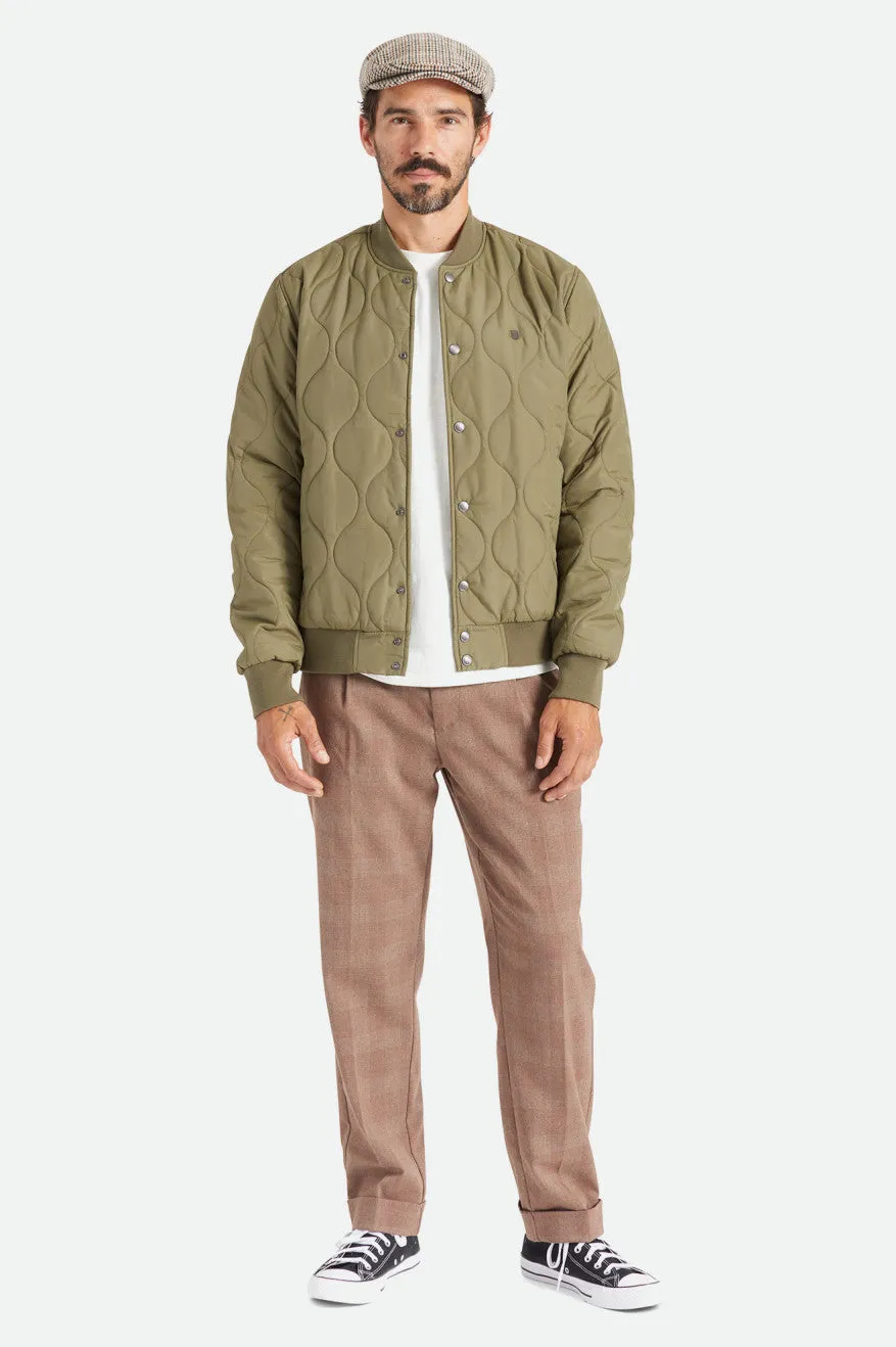 Dillinger Quilted Bomber Jacket - Military Olive