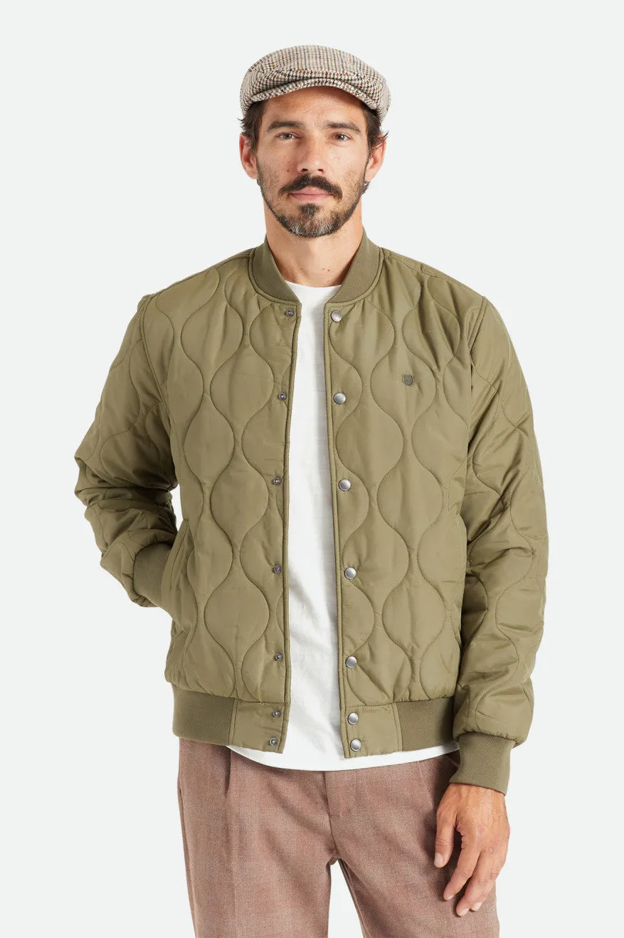 Dillinger Quilted Bomber Jacket - Military Olive