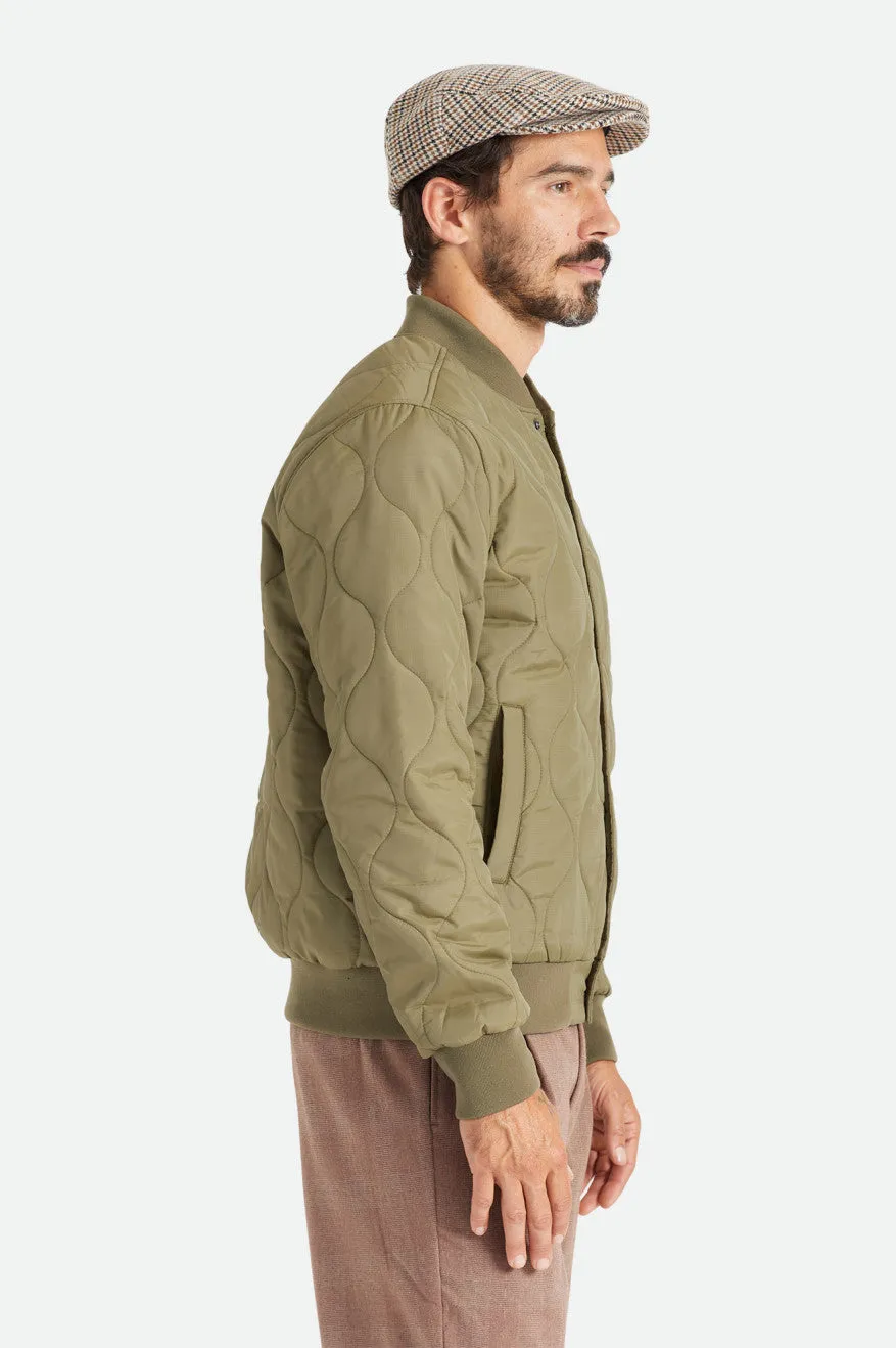 Dillinger Quilted Bomber Jacket - Military Olive