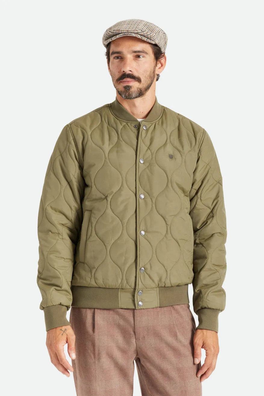 Dillinger Quilted Bomber Jacket - Military Olive