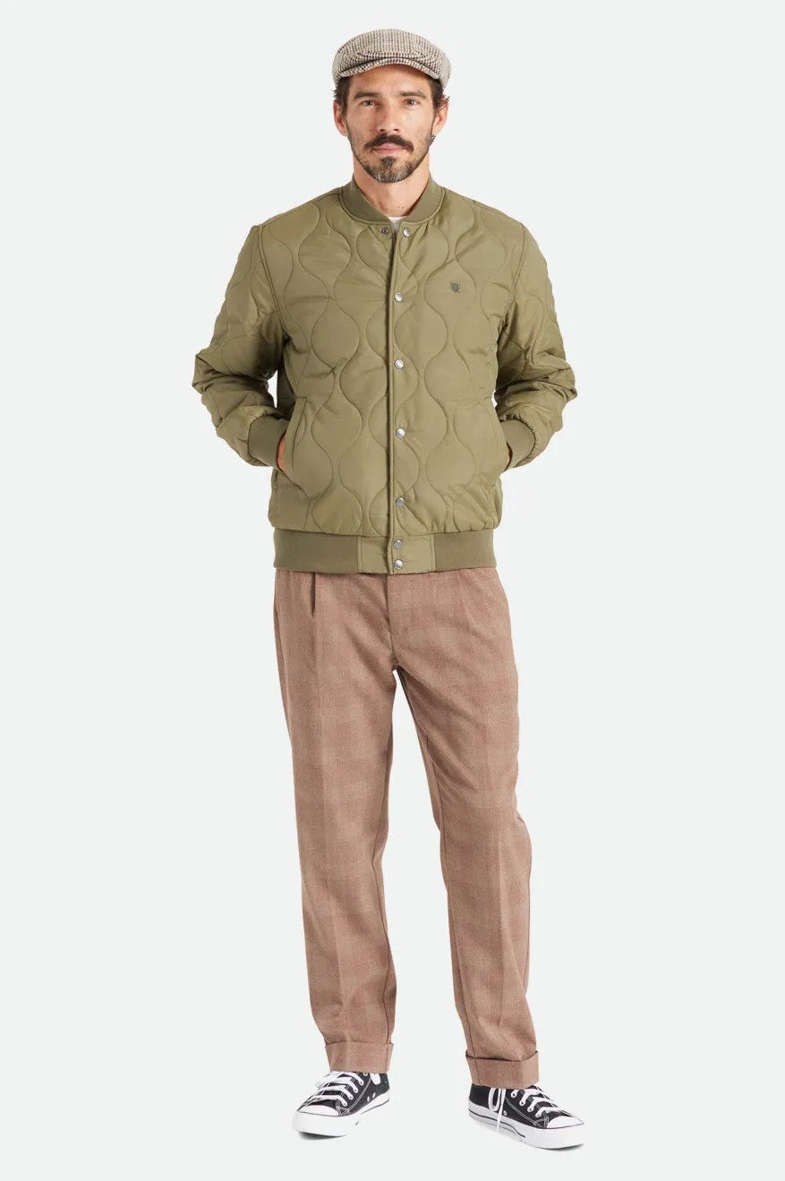 Dillinger Quilted Bomber Jacket - Military Olive