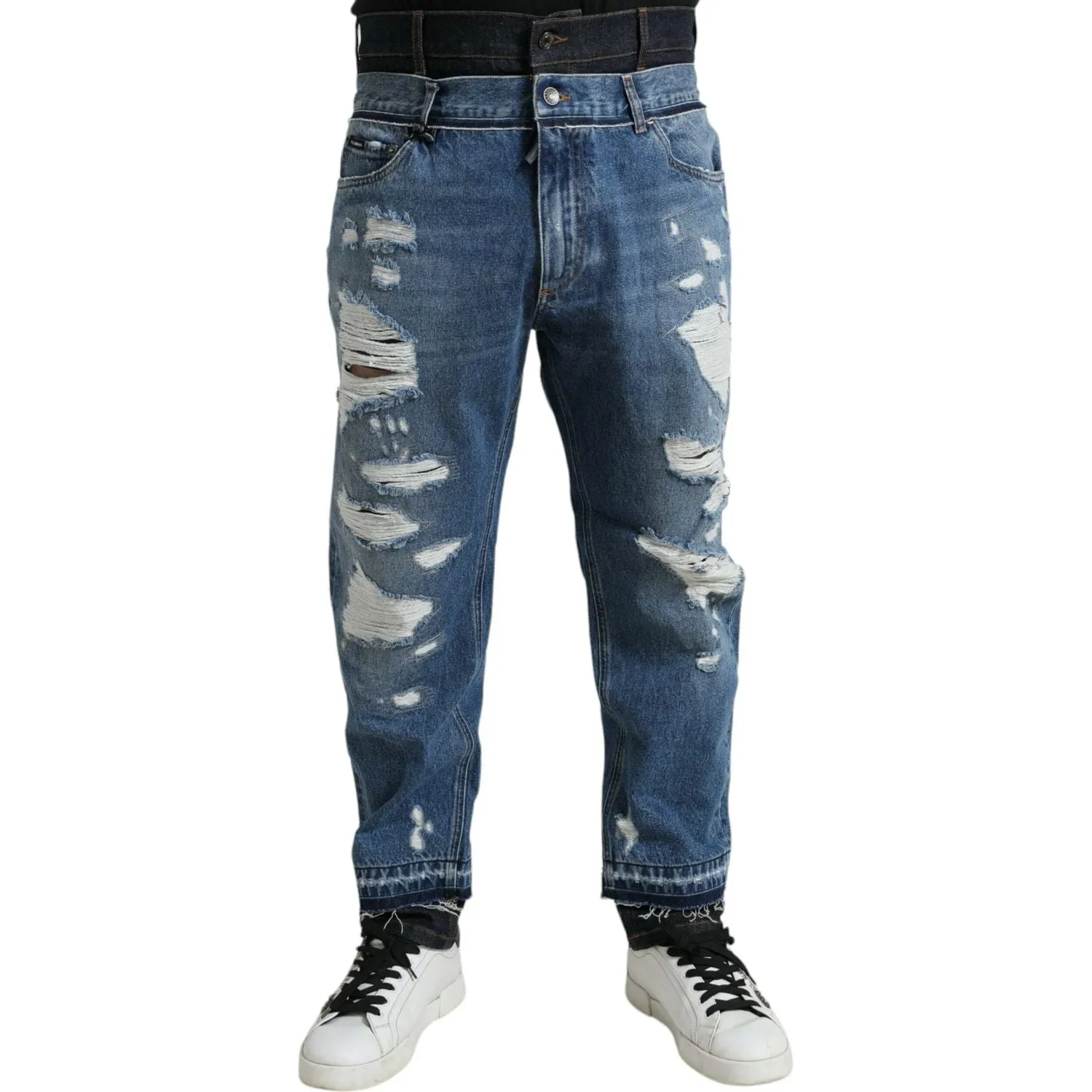 Dolce & Gabbana Chic Skinny Tattered Denim Jeans