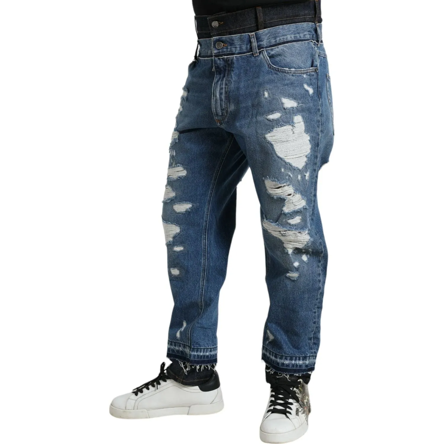 Dolce & Gabbana Chic Skinny Tattered Denim Jeans