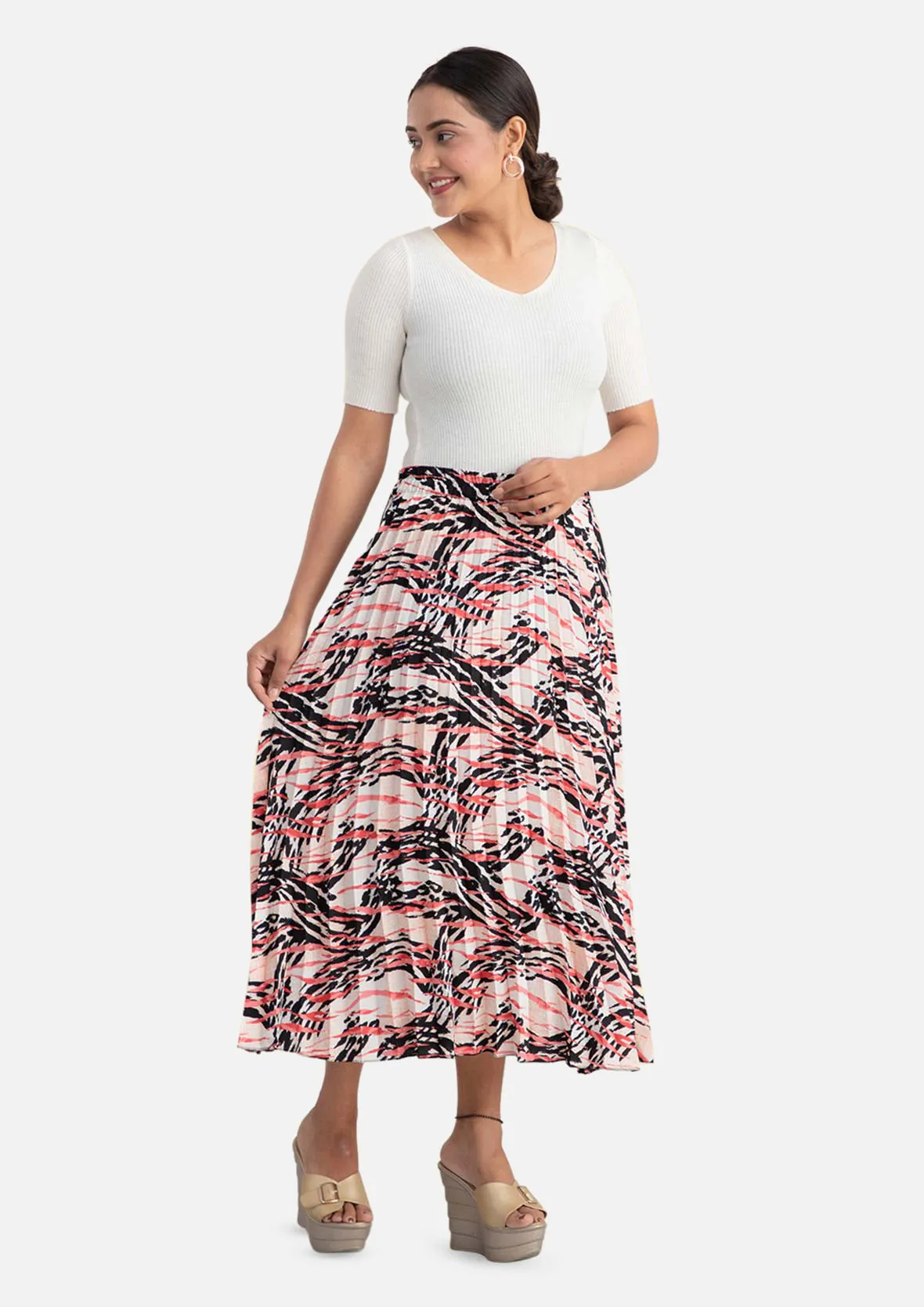 Elasticated Waist Midi Skirt