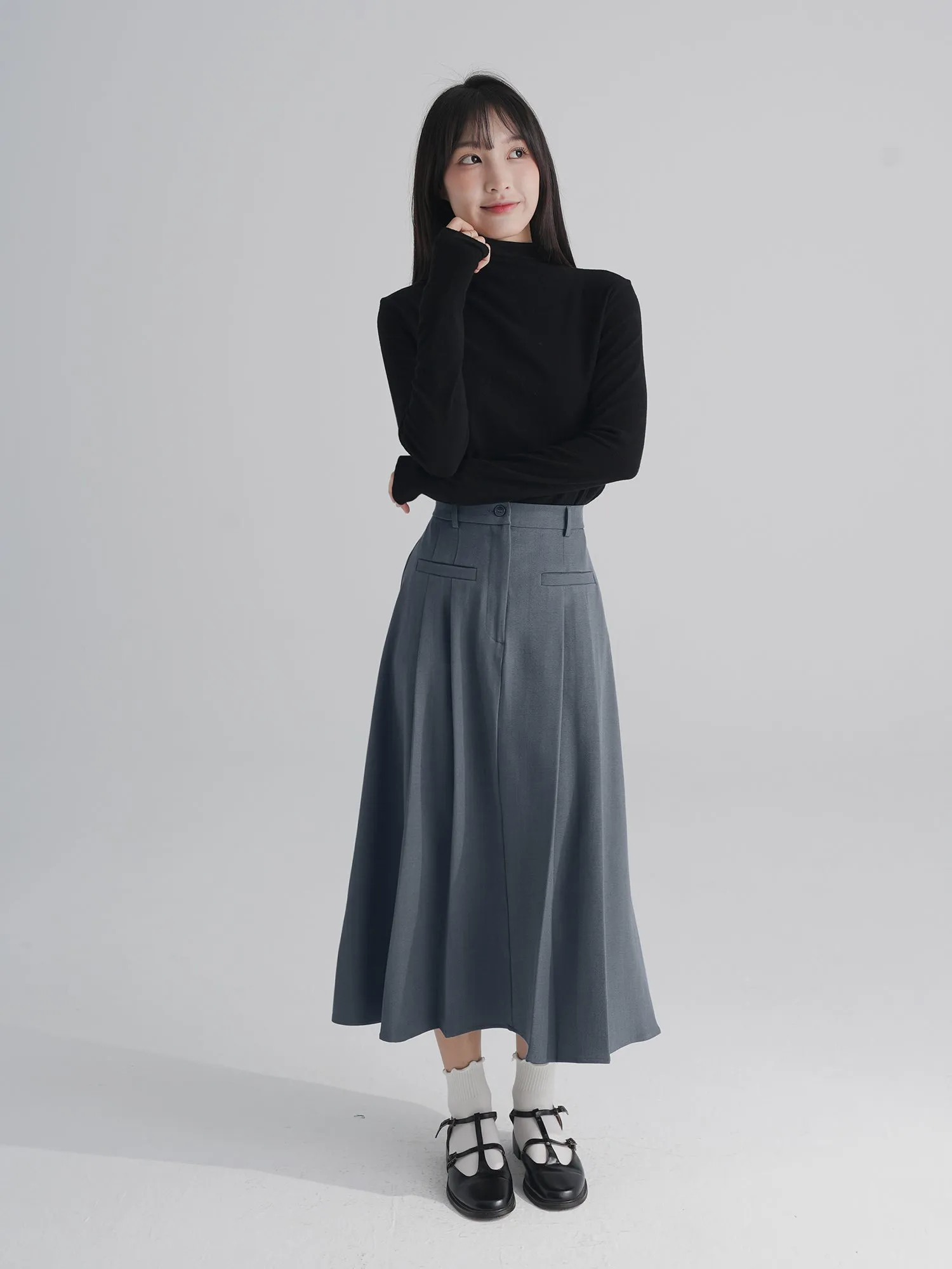 Elasticated Waist / Odesa Pleated Midi Skirt