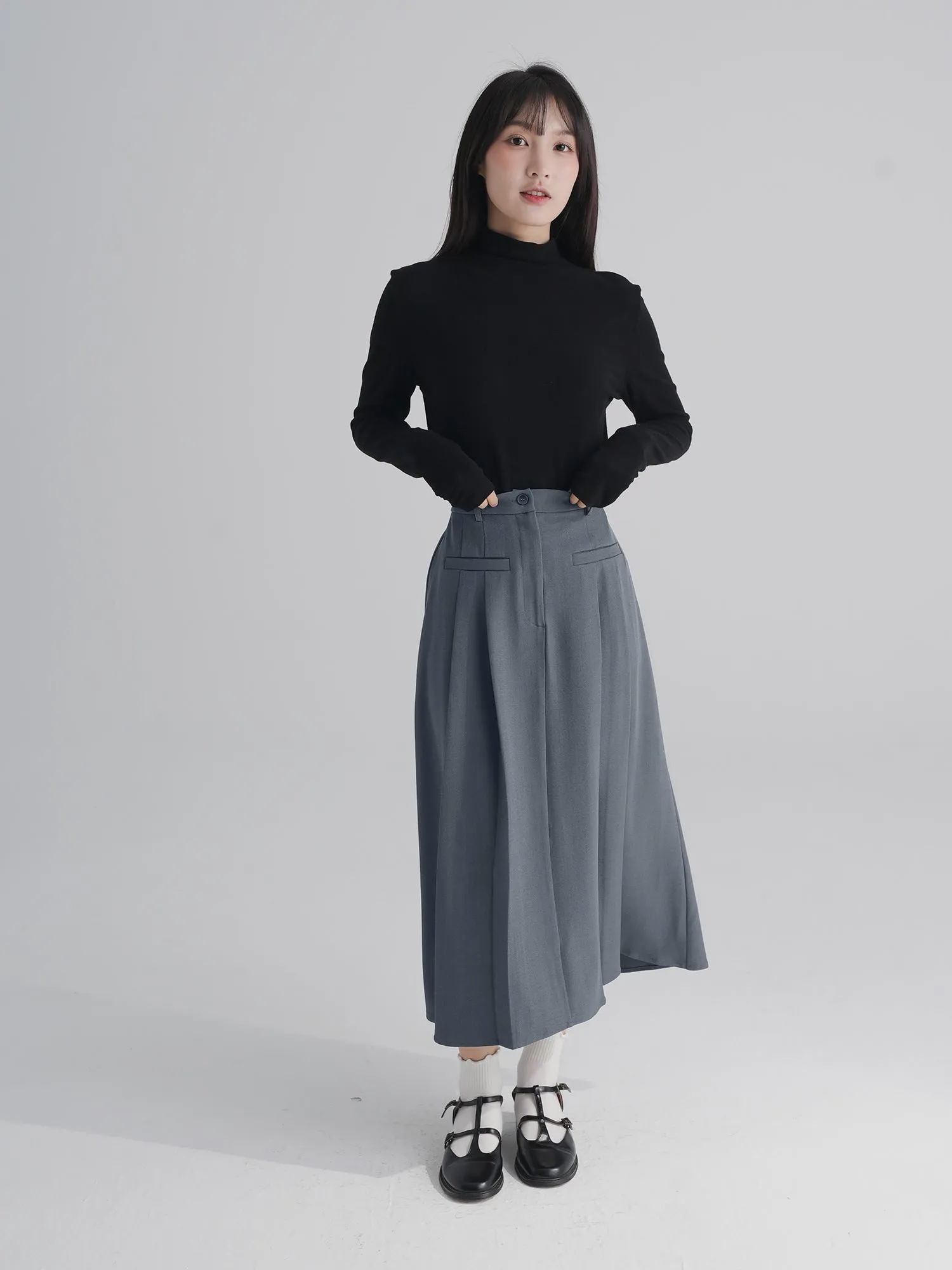 Elasticated Waist / Odesa Pleated Midi Skirt