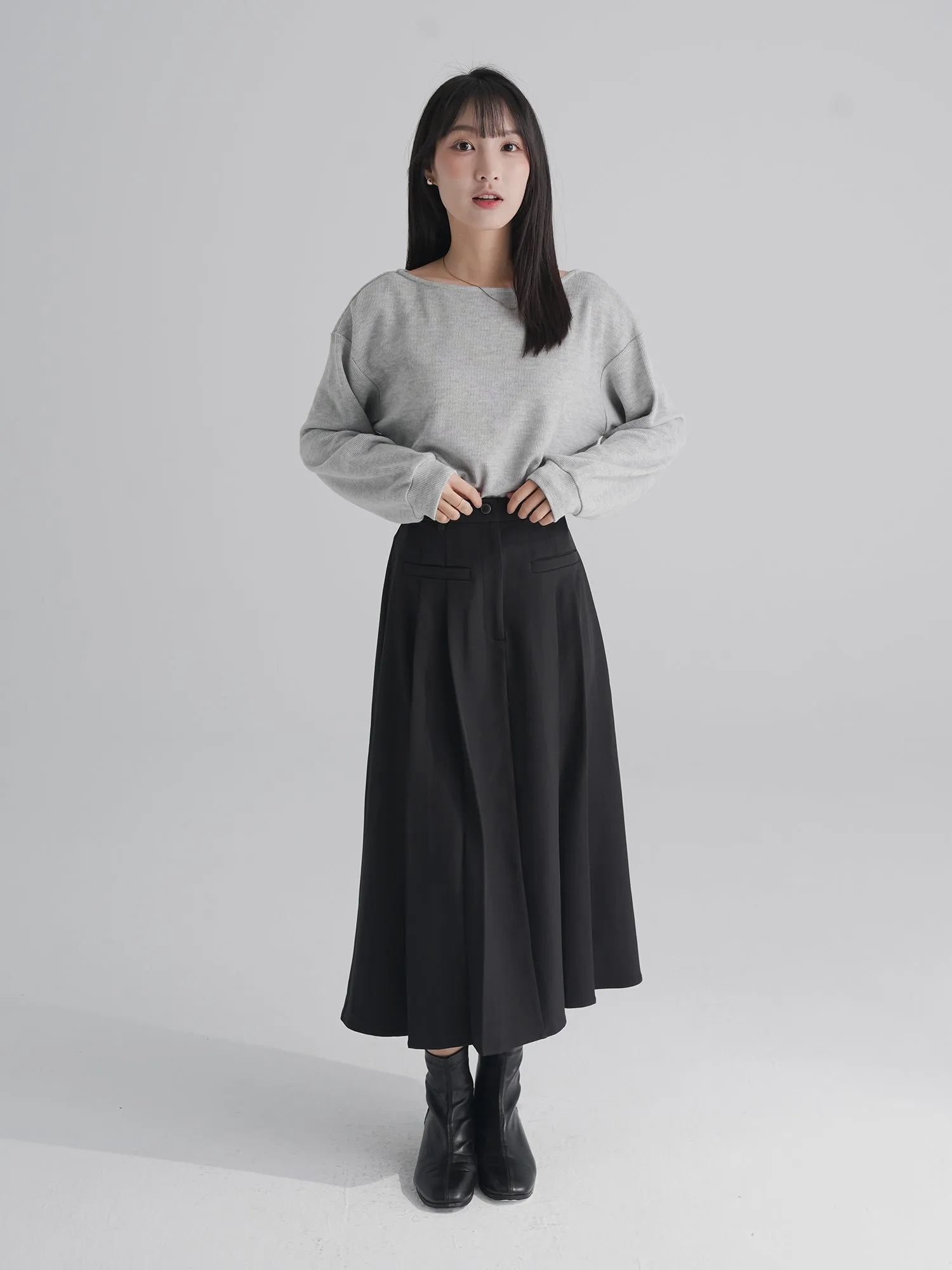 Elasticated Waist / Odesa Pleated Midi Skirt