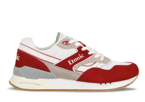 Etonic Stable Base sneakers in white mesh fabric and leather with multi-layer red suede and white leather inserts