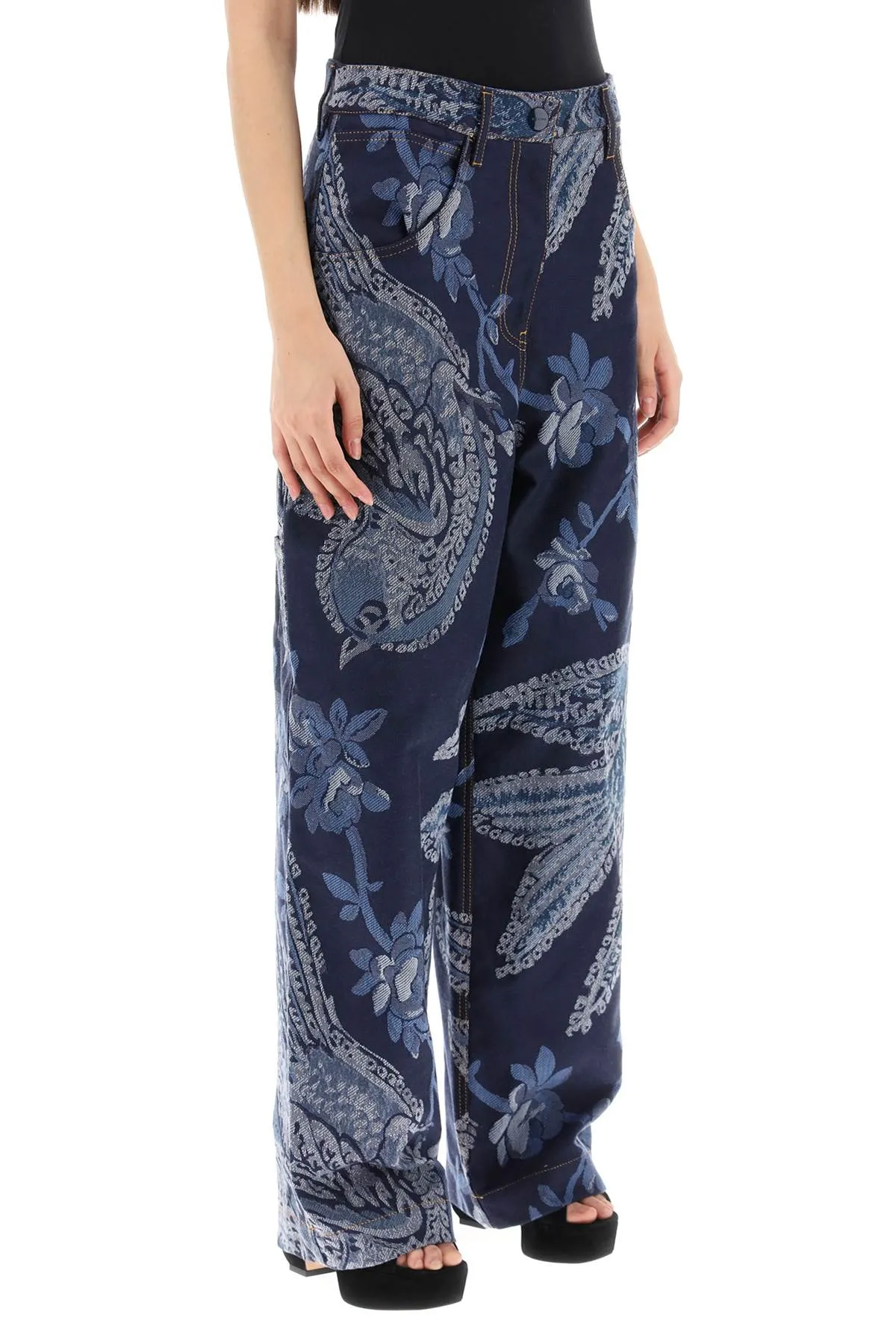 Etro jacquard denim pants