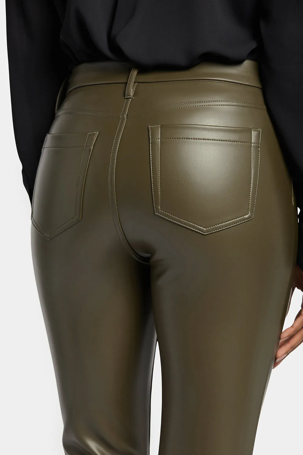 Faux Leather Marilyn Straight Pants - Ripe Olive