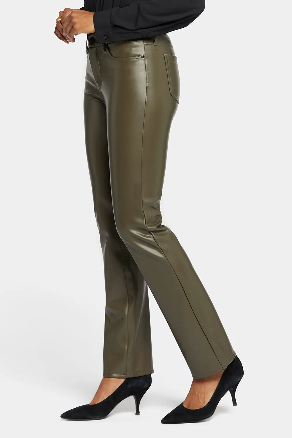 Faux Leather Marilyn Straight Pants - Ripe Olive