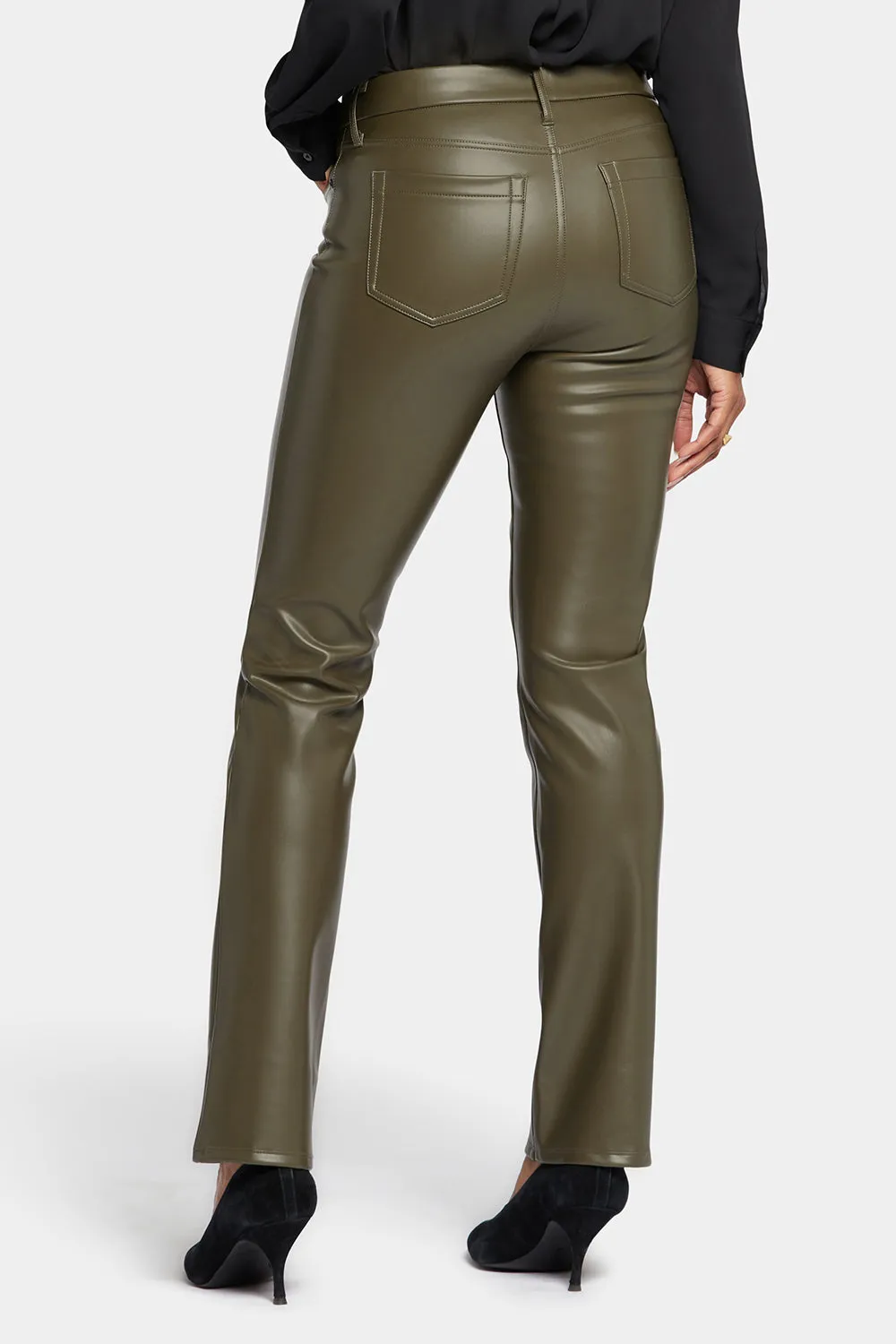 Faux Leather Marilyn Straight Pants - Ripe Olive