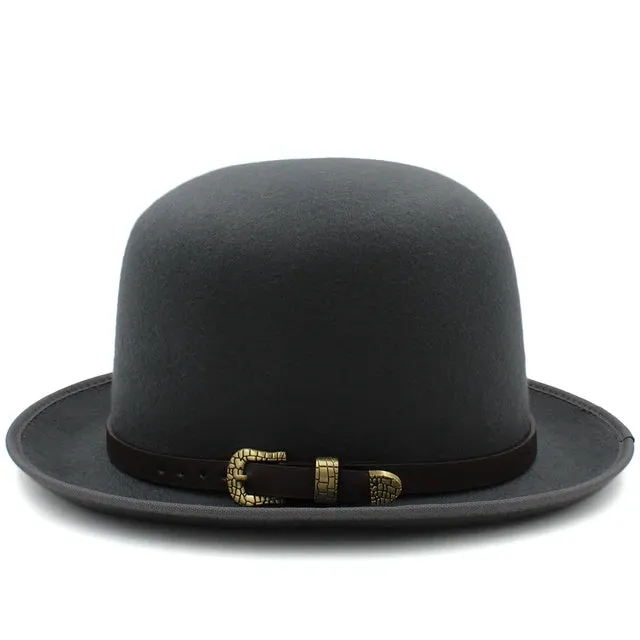 Felt Bowler Hat with Leather Accent