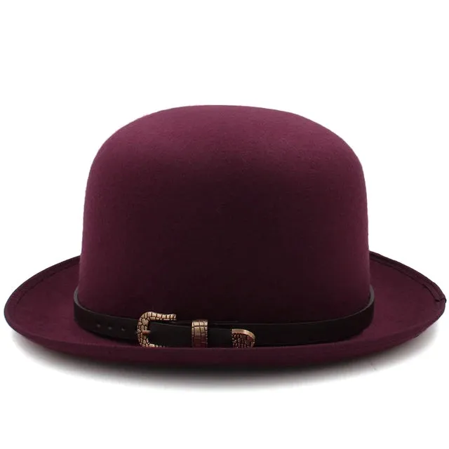 Felt Bowler Hat with Leather Accent