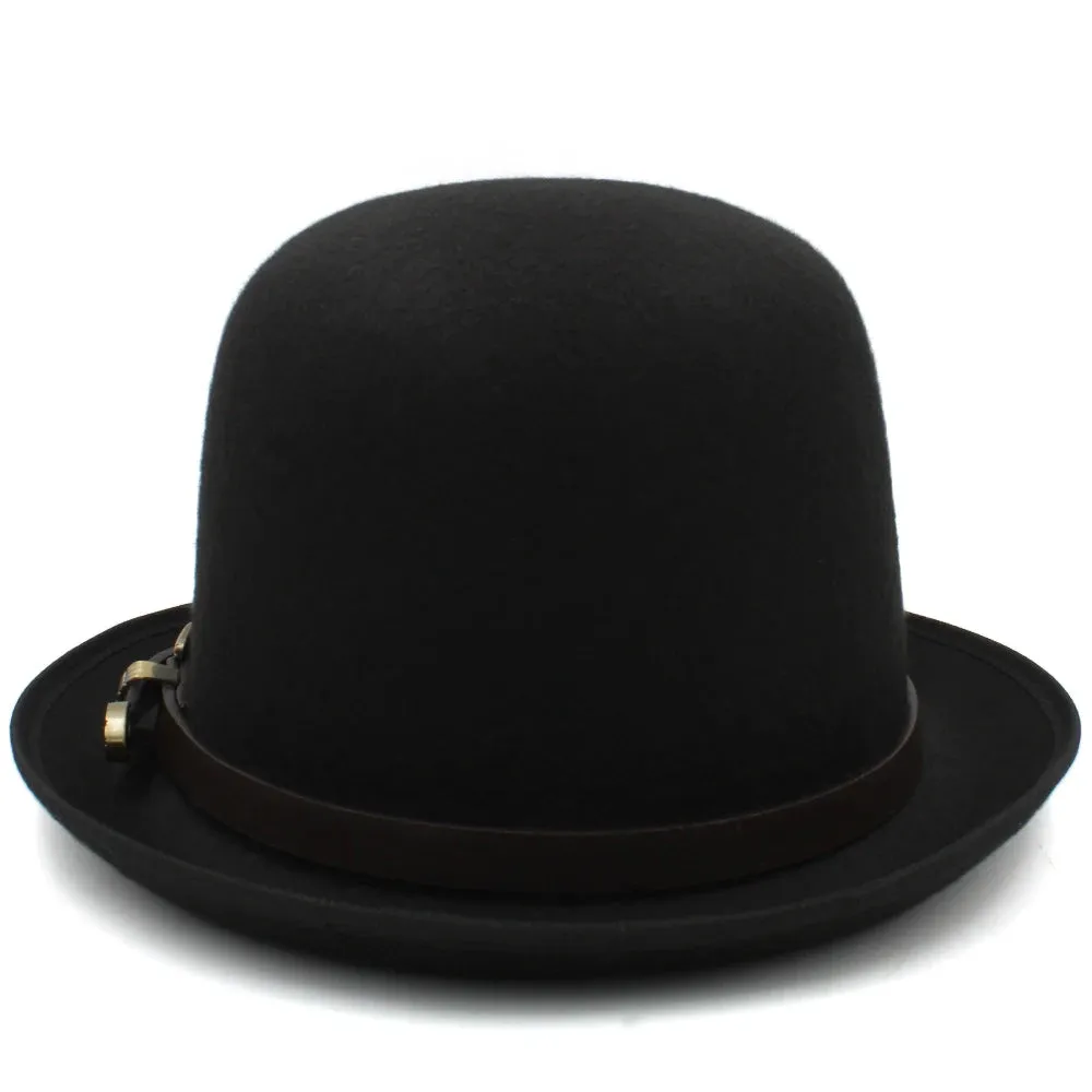 Felt Bowler Hat with Leather Accent