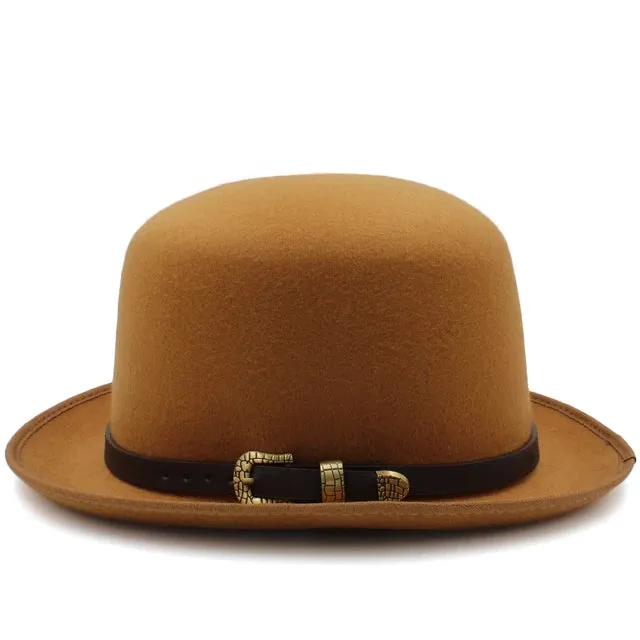 Felt Bowler Hat with Leather Accent