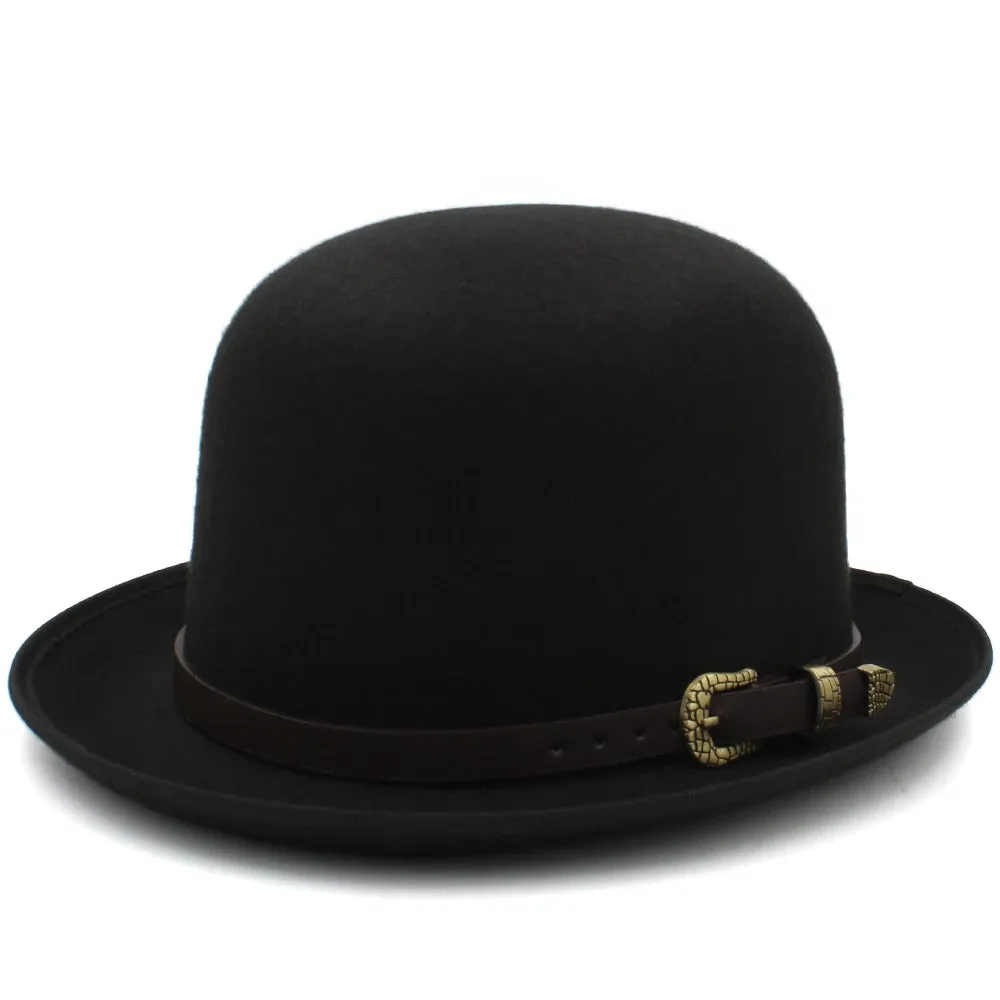 Felt Bowler Hat with Leather Accent