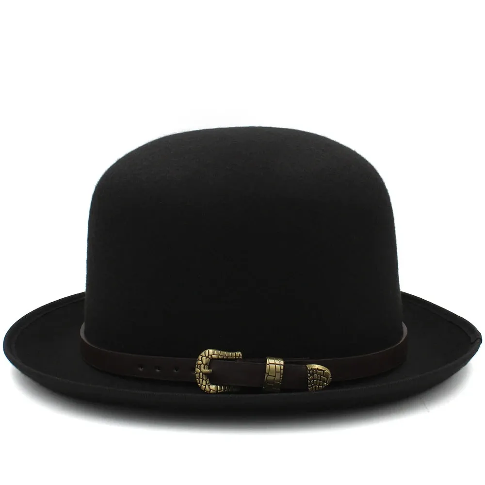 Felt Bowler Hat with Leather Accent