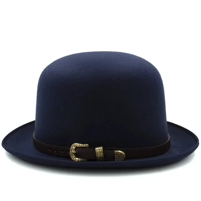 Felt Bowler Hat with Leather Accent