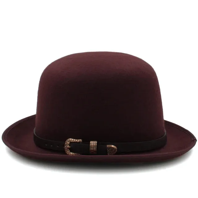 Felt Bowler Hat with Leather Accent