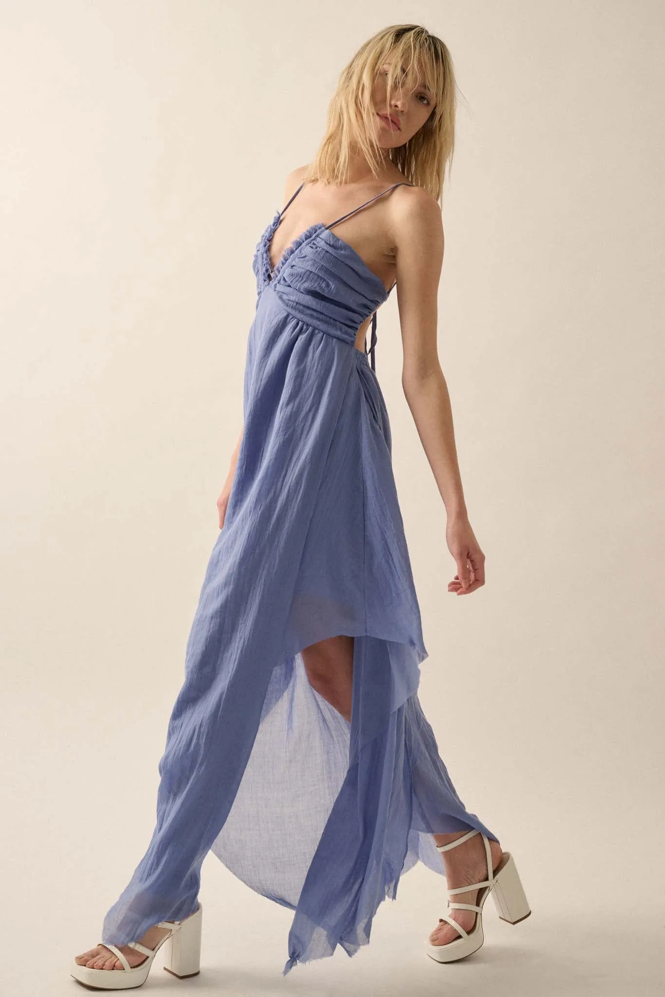 Floating on Air Layered Gauze Halter Maxi Dress