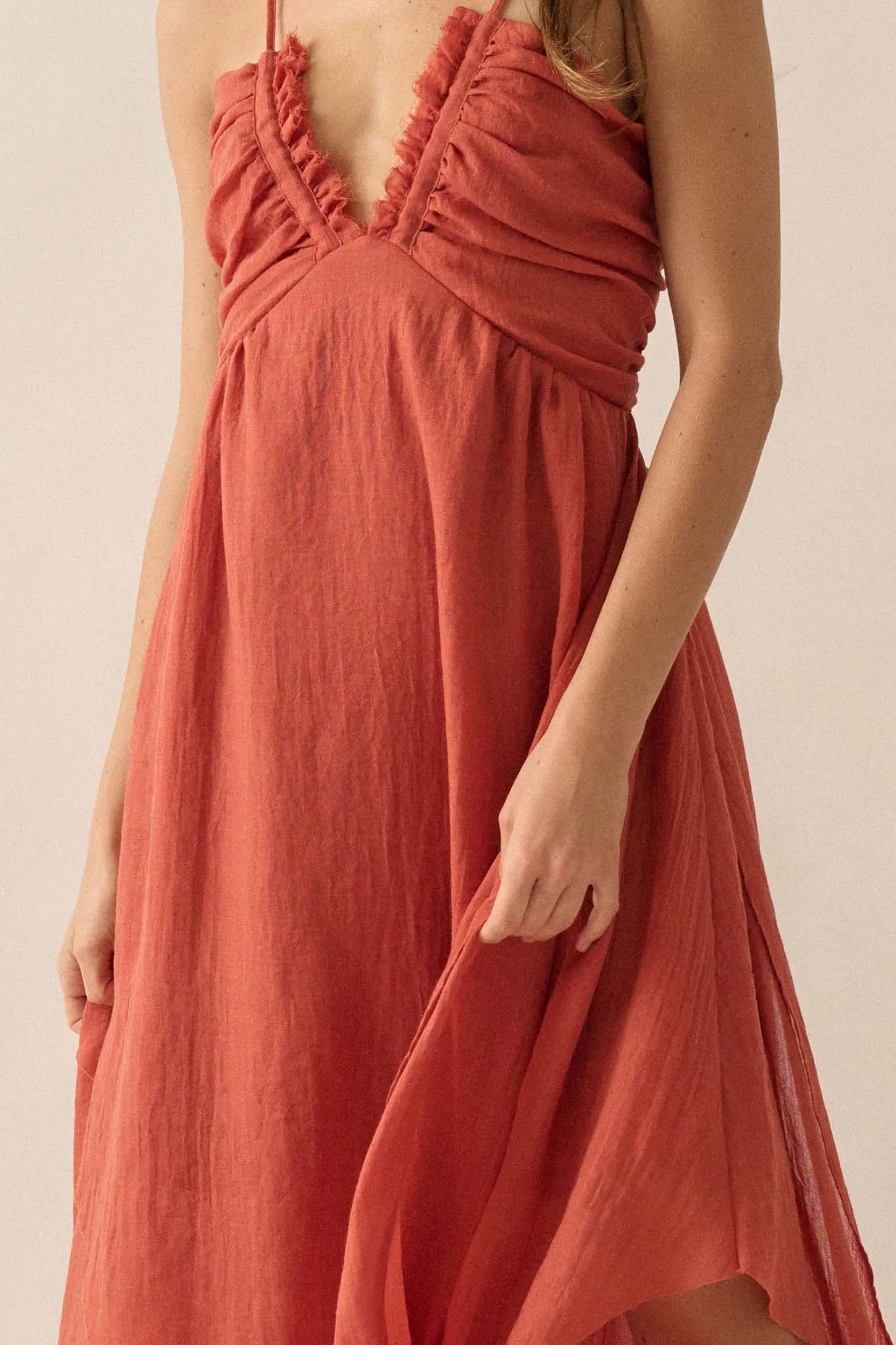 Floating on Air Layered Gauze Halter Maxi Dress