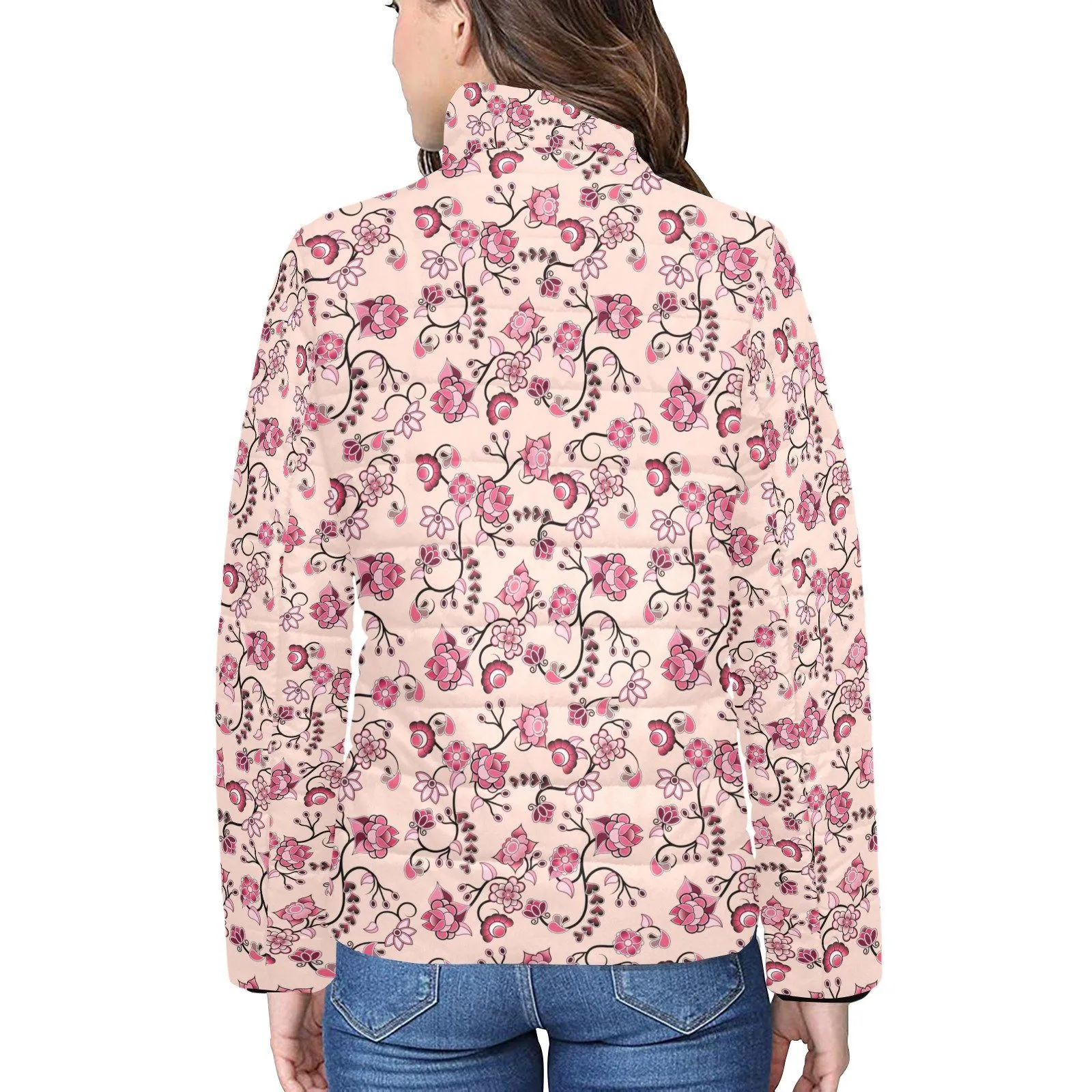 Floral Amour Women's Stand Collar Padded Jacket