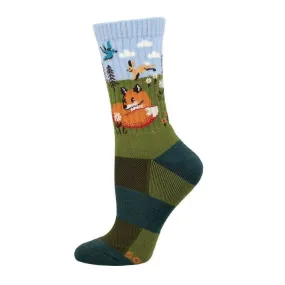 Fox And Hare (Blue) Merino Wool Unisex S/M Crew Sock