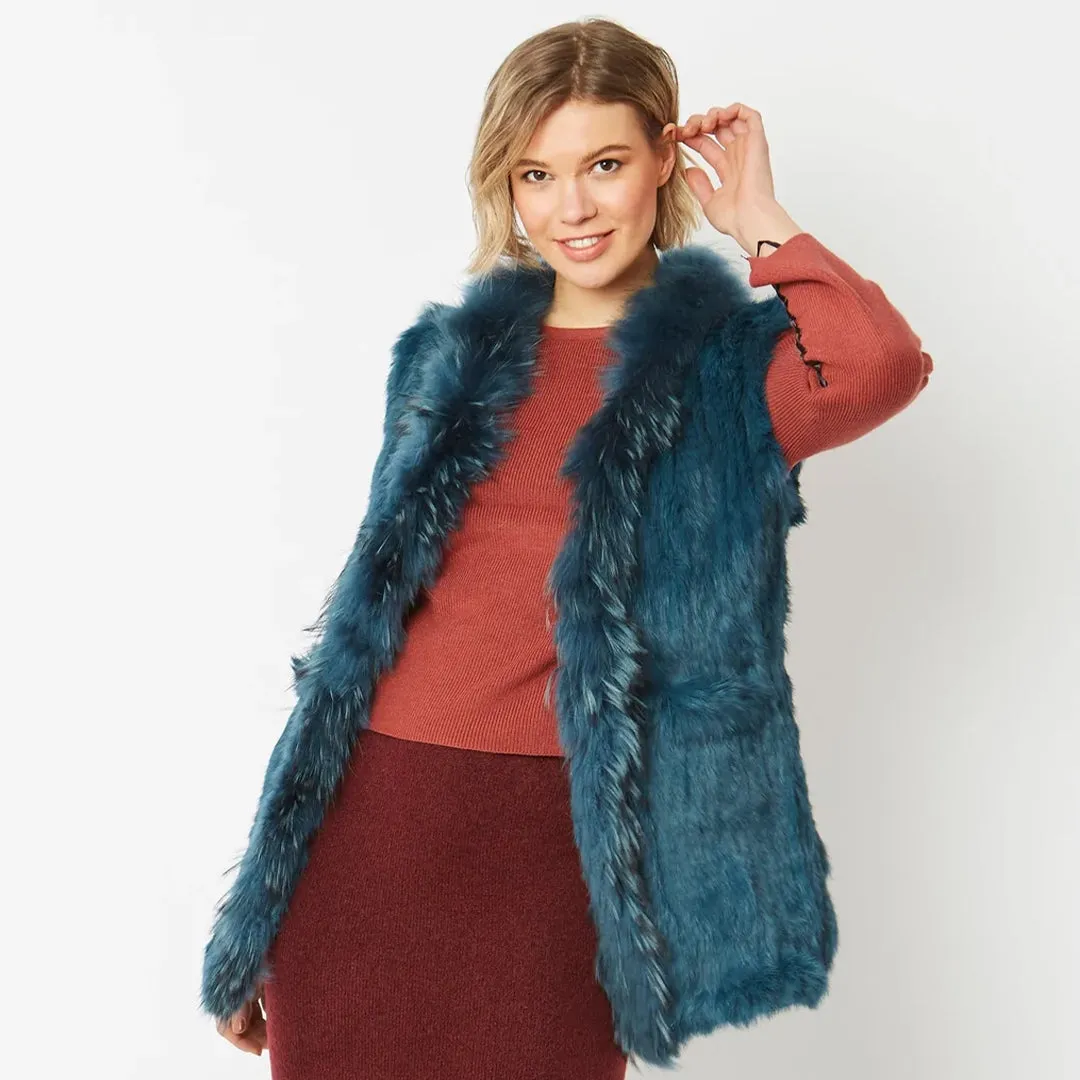 Fox Fur Gilet Blue by Jayley