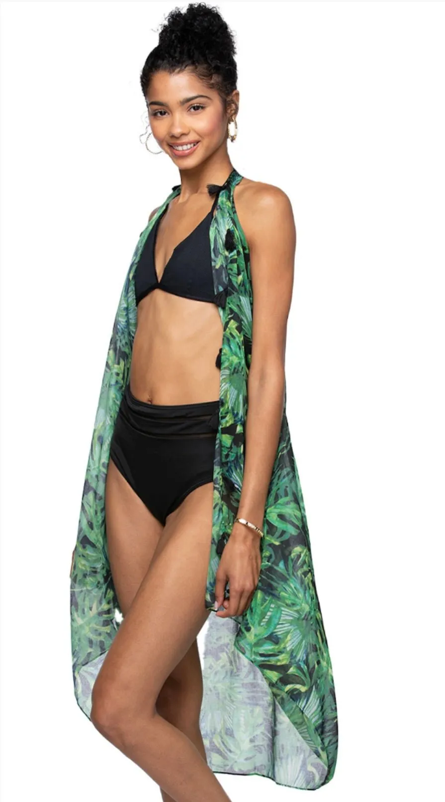 Free Spirit Multi Wear Coverup Vest Dress in Palms in the Moonlight Print