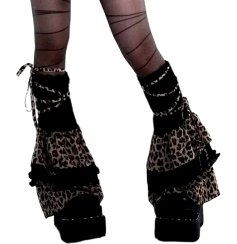 Frilly Animal Print Leg Warmers