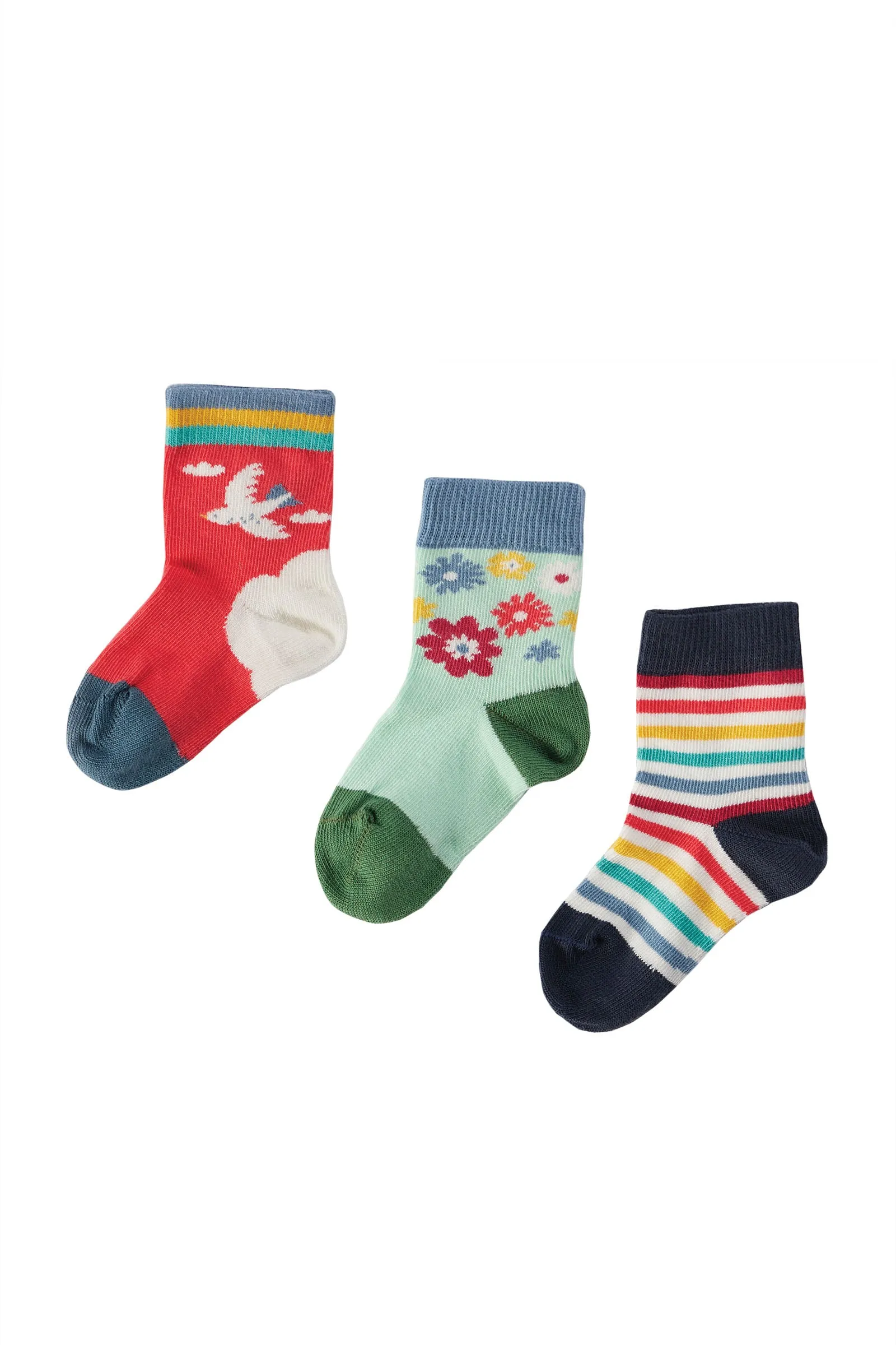 Frugi Little Socks 3Pack, Abisko Sky Dala Horse