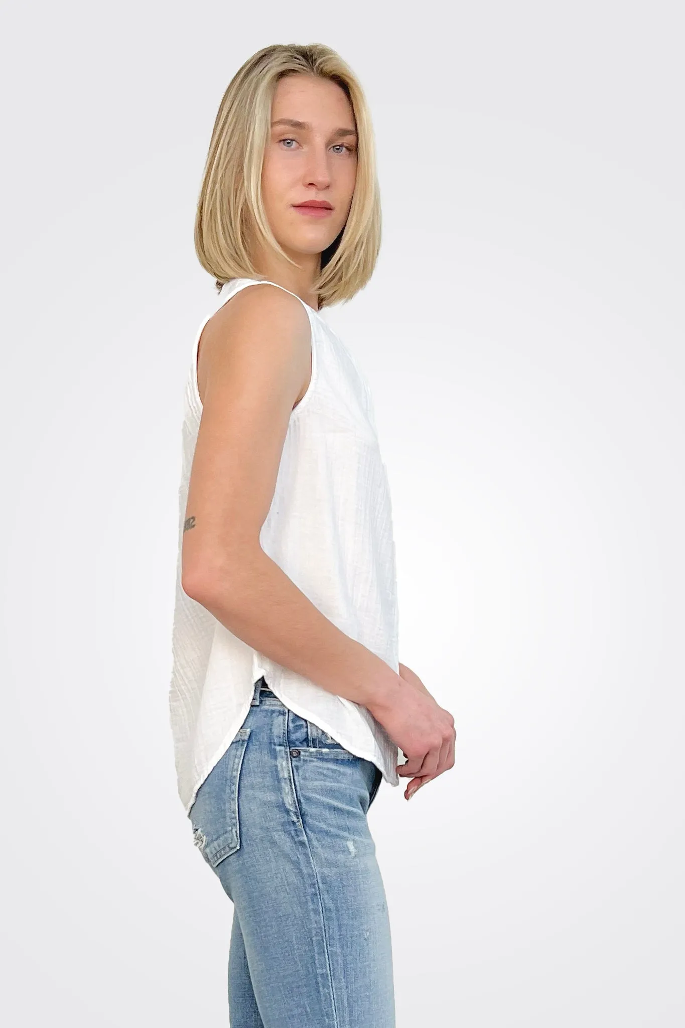 Gauze Button Down - White