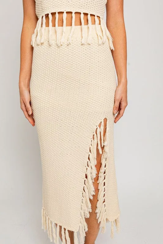 Haisley Tassel Detail Sweater Midi Skirt