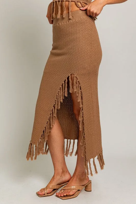 Haisley Tassel Detail Sweater Midi Skirt