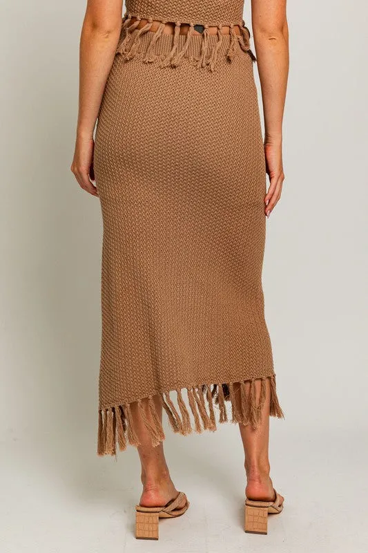 Haisley Tassel Detail Sweater Midi Skirt