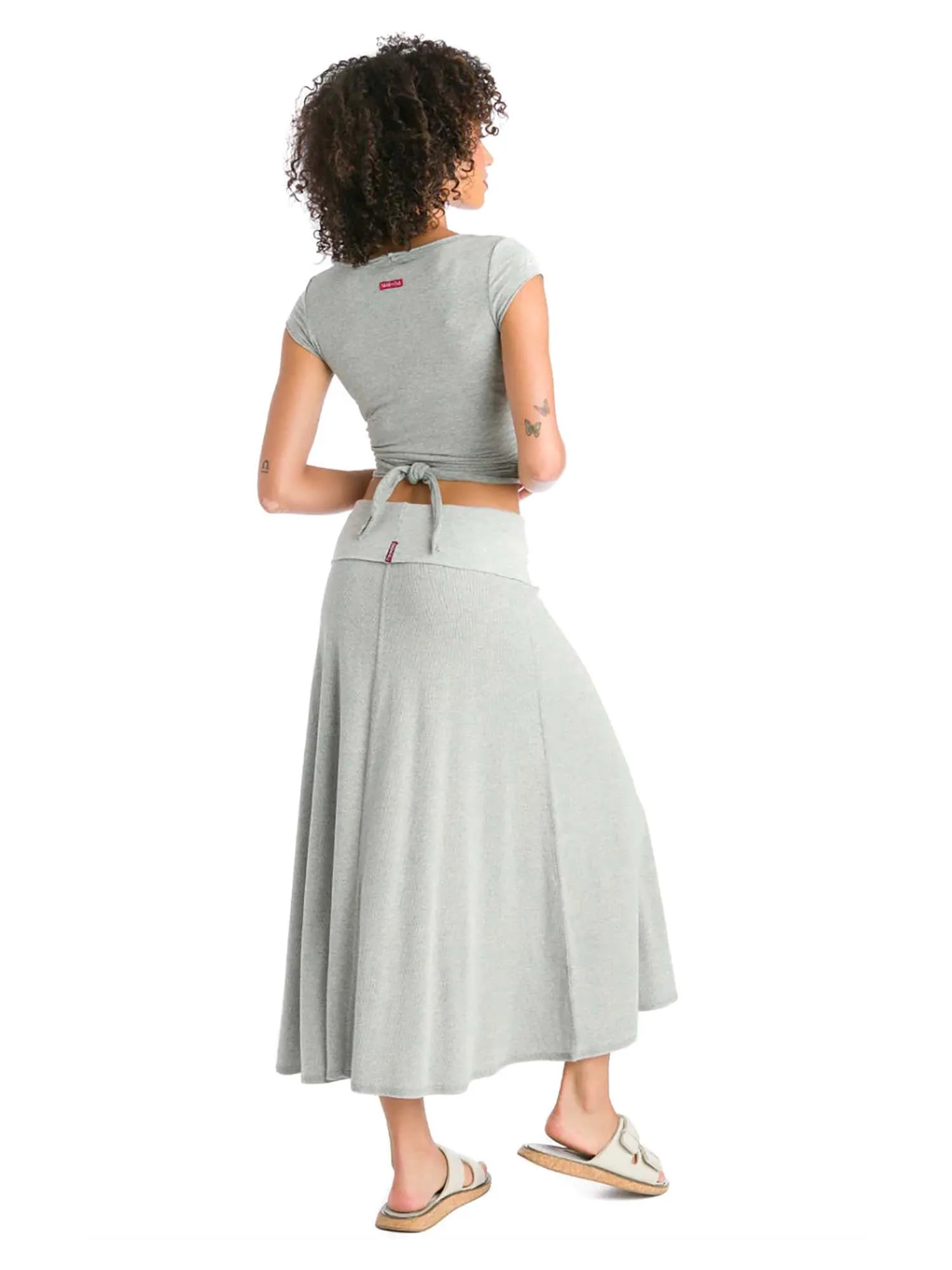 Hard Tail Ribbed Rolldown Long Skirt (Style CS-56)