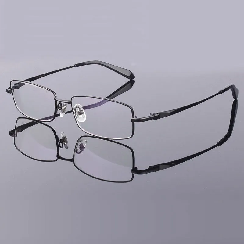 Hotony Men's Full Rim Square Titanium Alloy Frame Eyeglasses L9867