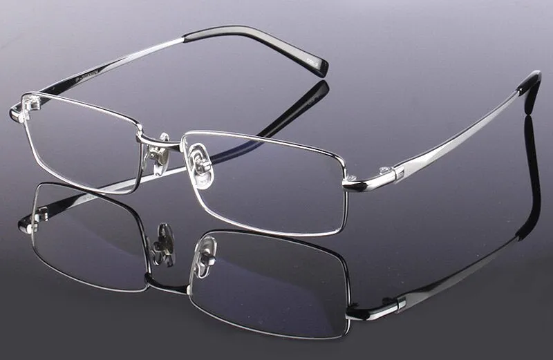 Hotony Men's Full Rim Square Titanium Alloy Frame Eyeglasses L9867