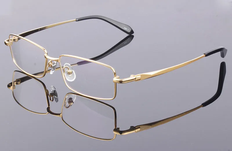 Hotony Men's Full Rim Square Titanium Alloy Frame Eyeglasses L9867