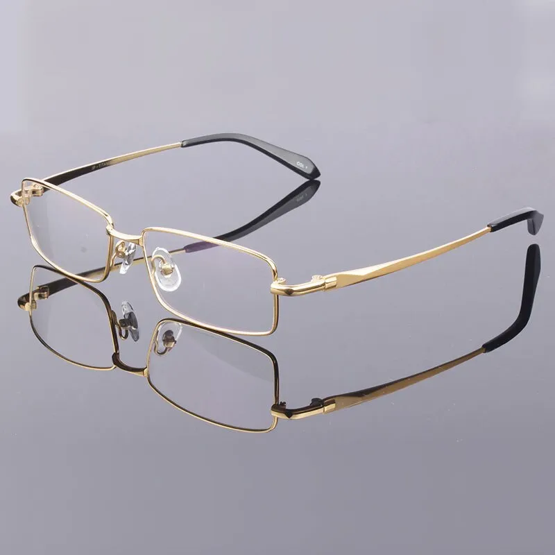 Hotony Men's Full Rim Square Titanium Alloy Frame Eyeglasses L9867